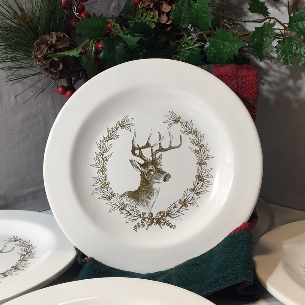 Silverstein by Demdaco Christmas stag plates 2015 set 4.